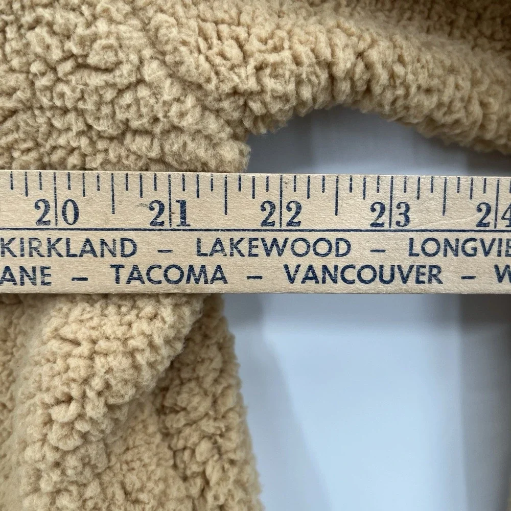 FILA Womens XL Sweatshirt Tan Long Teddy Sherpa‎ 1/4  Zip Fleece Hoodie NWT - Picture 7 of 7